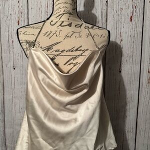 Elegant Cowl Cream Satin Top NWT